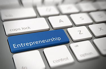 Entrepreneurship label on keyboard
