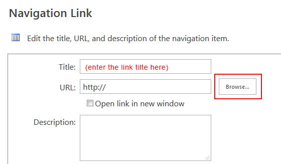 navigation link menu