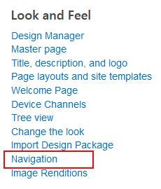 navigation in settings menu