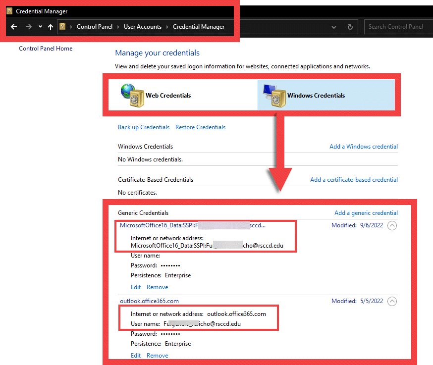 See Credential Manager Control panel.