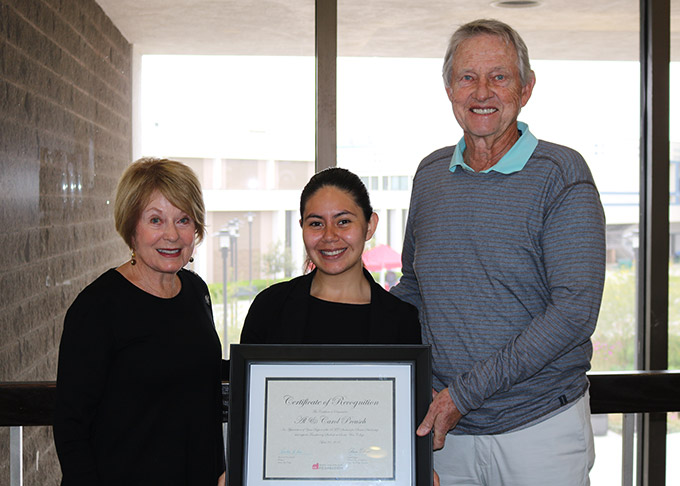 Donors Al and Carol Preusch with SAC student Abi Mendez Ortiz