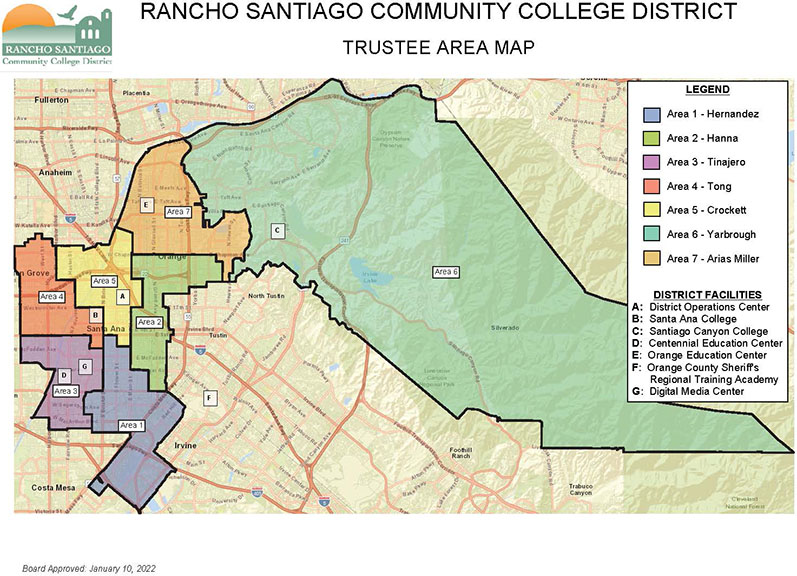 RSCCD Board of Trustees Areas map