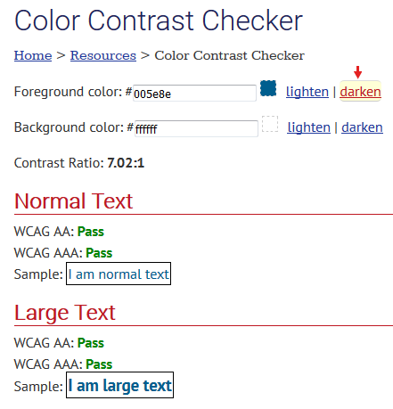 Modifying color contrast