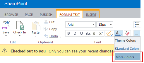 Selecting a new text color