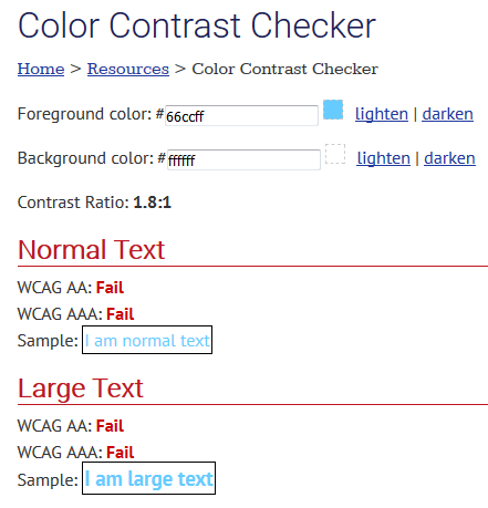 Checking color contrast